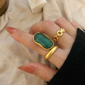Gold and Green Stone Ring